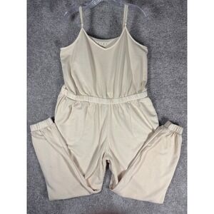 Livi for Lane Bryant Womens Beige Cami Jogger Jumpsuit Pajamas Loungewear 18/20